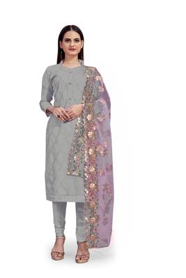 Grey embroidered chanderi salwar 1