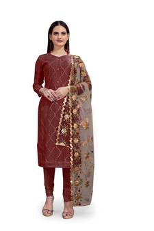 Maroon embroidered chanderi salwar