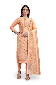 Peach embroidered chanderi salwar