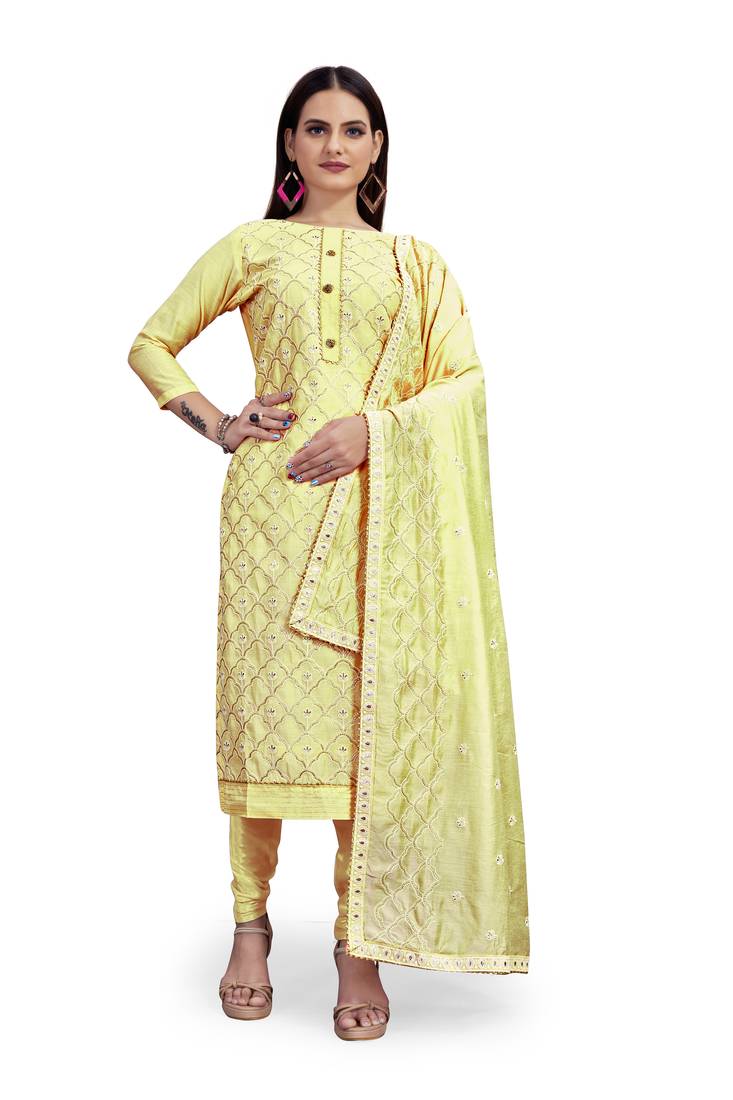 Light-green embroidered chanderi salwar