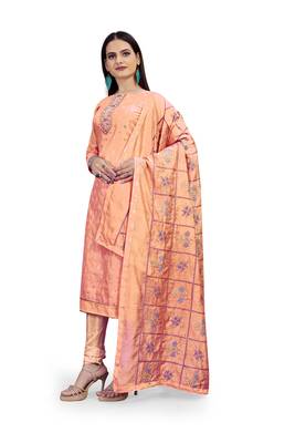Peach woven salwar 2