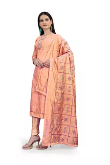Peach woven salwar