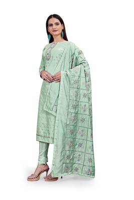 Sea-green woven salwar 2