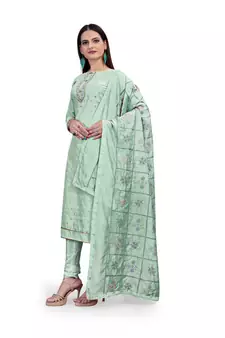 Sea-green woven salwar