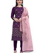 Purple embroidered chanderi salwar
