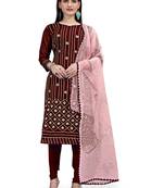 Maroon embroidered chanderi salwar
