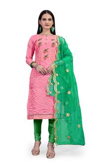Pink embroidered chanderi salwar