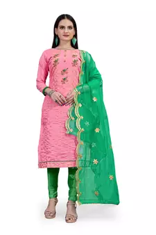 Pink embroidered chanderi salwar