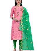 Pink embroidered chanderi salwar