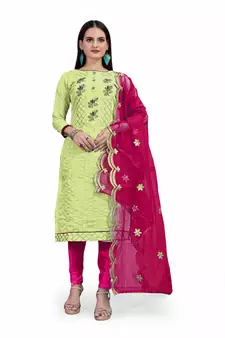 Green embroidered chanderi salwar