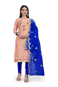 Peach embroidered chanderi salwar