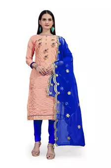 Peach embroidered chanderi salwar