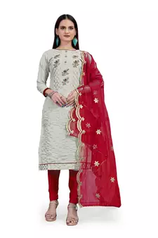 Grey embroidered chanderi salwar