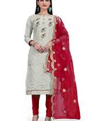 Grey embroidered chanderi salwar