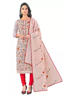 Light-peach embroidered chanderi salwar