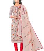 Light-peach embroidered chanderi salwar