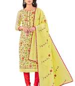 Light-yellow embroidered chanderi salwar