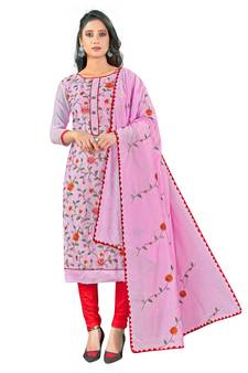 Light-pink embroidered chanderi salwar