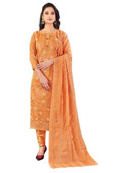 Light-orange sequins chanderi salwar