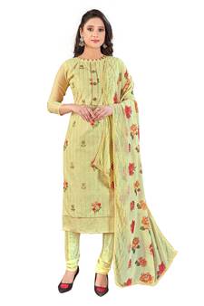 Light-yellow sequins chanderi salwar