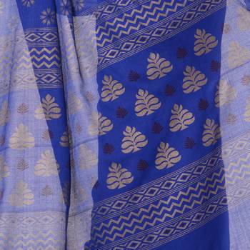 Blue hand woven bengal handloom saree with blouse 4