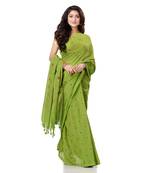 Green hand woven bengal handloom saree with blouse