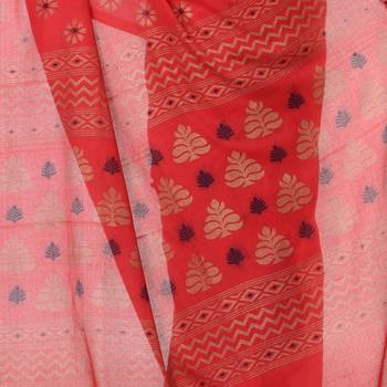 Red hand woven bengal handloom saree with blouse 4