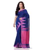 Blue hand woven bengal handloom saree with blouse