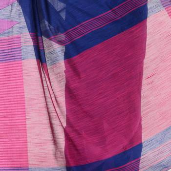 Blue hand woven bengal handloom saree with blouse 4