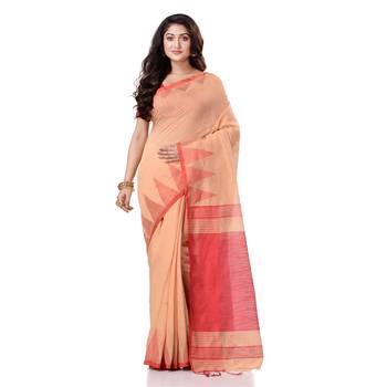 Red hand woven bengal handloom saree with blouse 1