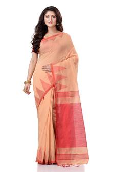 Red hand woven bengal handloom saree with blouse