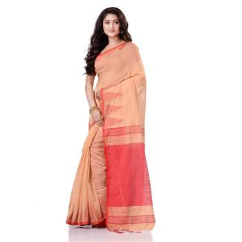 Red hand woven bengal handloom saree with blouse 2