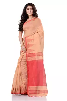 Red hand woven bengal handloom saree with blouse