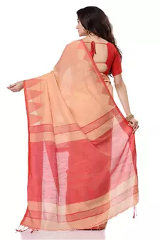 Red hand woven bengal handloom saree with blouse