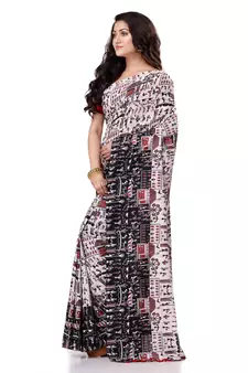 Multicolor Hand Woven Bengal Handloom Saree Without Blouse