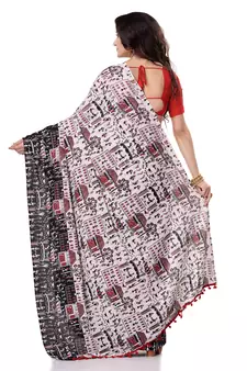 Multicolor Hand Woven Bengal Handloom Saree Without Blouse