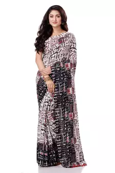 Multicolor Hand Woven Bengal Handloom Saree Without Blouse