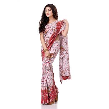 Multicolor Hand Woven Bengal Handloom Saree Without Blouse 1