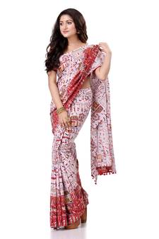 Multicolor Hand Woven Bengal Handloom Saree Without Blouse