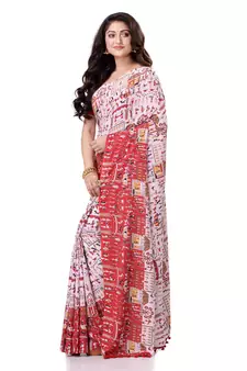 Multicolor Hand Woven Bengal Handloom Saree Without Blouse