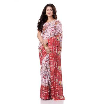 Multicolor Hand Woven Bengal Handloom Saree Without Blouse 4