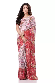 Multicolor Hand Woven Bengal Handloom Saree Without Blouse