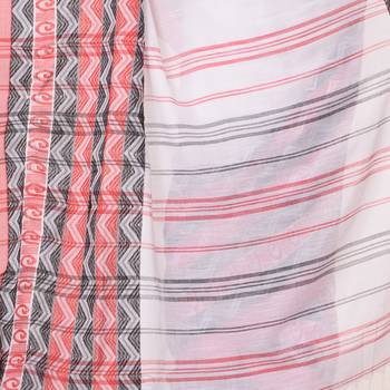 White hand woven bengal handloom saree with blouse 4