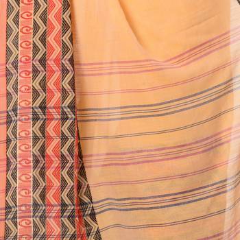 Yellow hand woven bengal handloom saree with blouse 4
