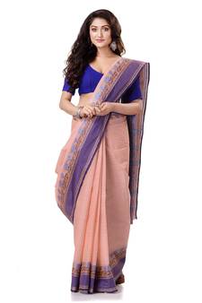 Blue Hand Woven Bengal Handloom Saree Without Blouse