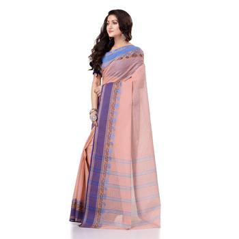 Blue Hand Woven Bengal Handloom Saree Without Blouse 2