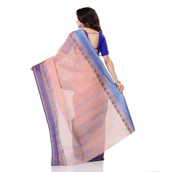 Blue Hand Woven Bengal Handloom Saree Without Blouse 3