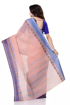 Blue Hand Woven Bengal Handloom Saree Without Blouse