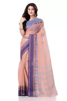 Blue Hand Woven Bengal Handloom Saree Without Blouse