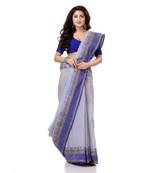 Blue Hand Woven Bengal Handloom Saree Without Blouse